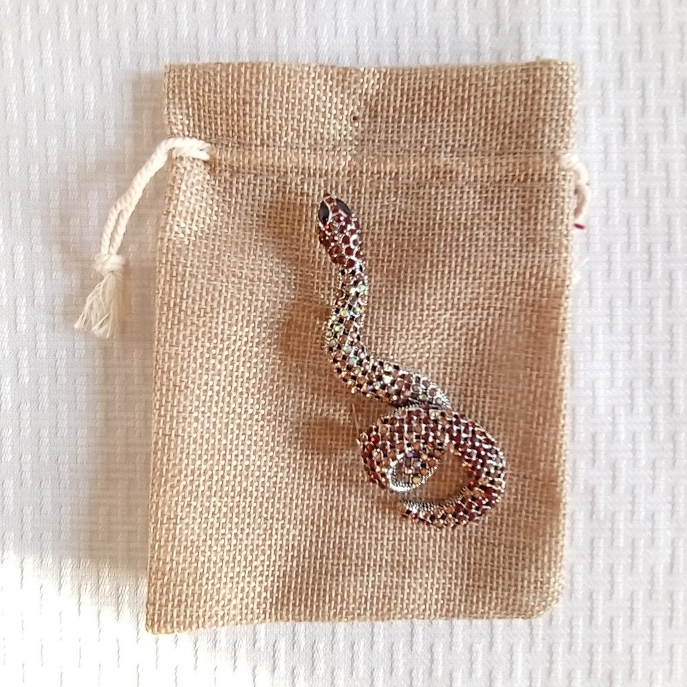 Brown Rhinestone Snake Pin Broach - Picture 4 of 4